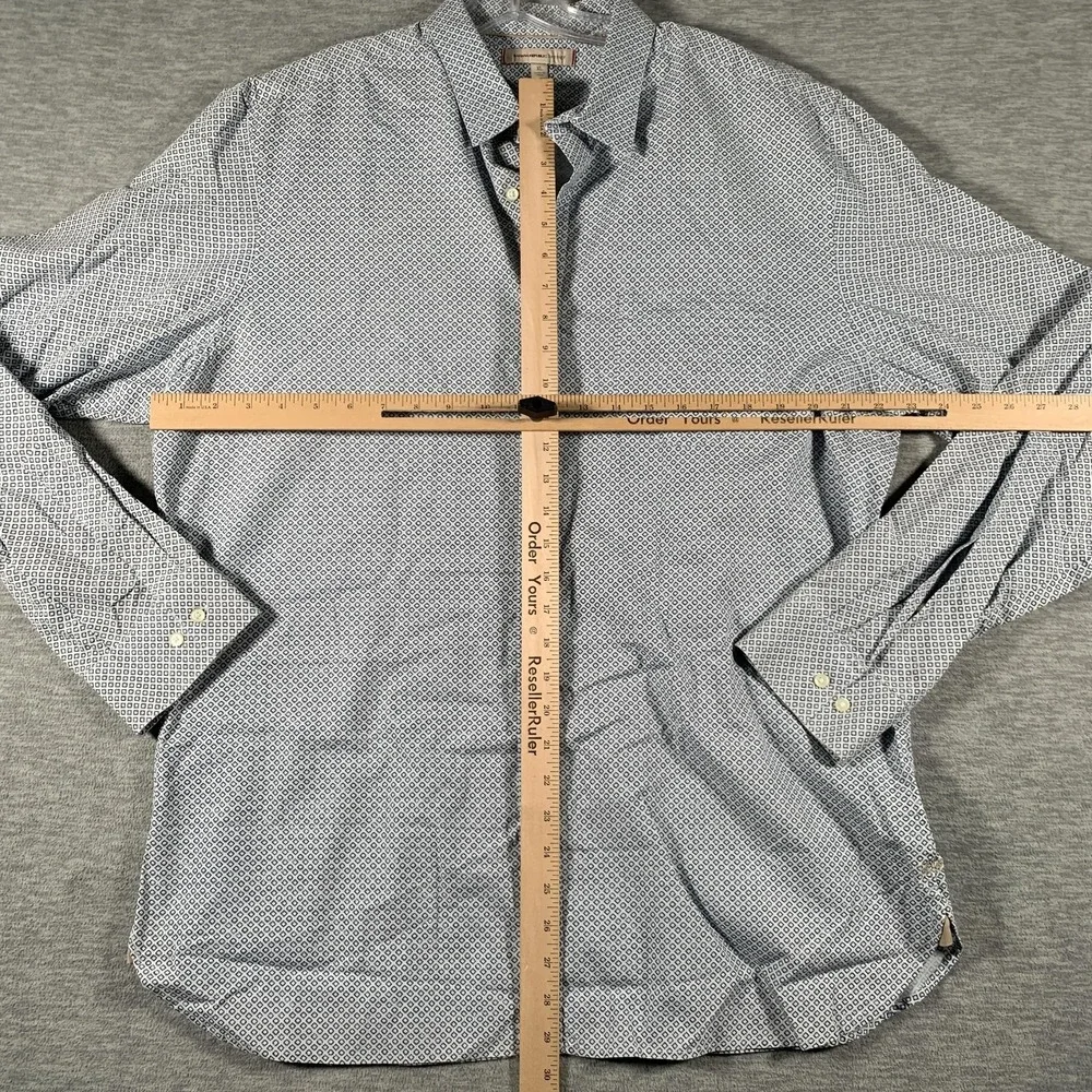 Banana‎ Republic Heritage Shirt Mens XL Blue Geometric Long Sleeve Button-Up